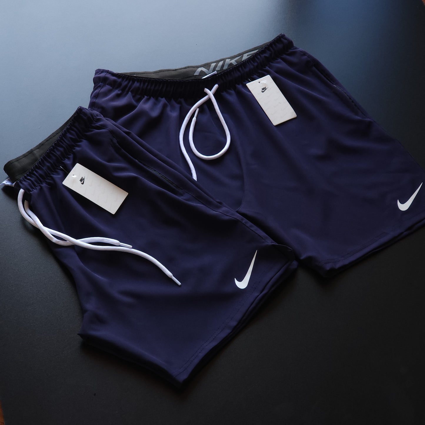 Short Elastano Marinho - Bolso Com Zíper