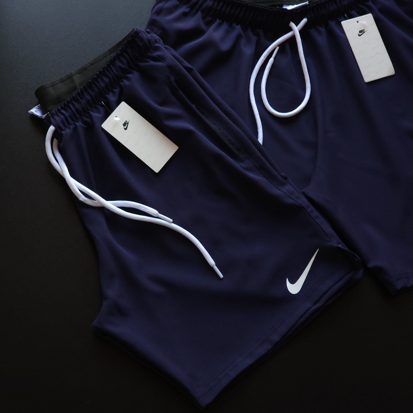 Short Elastano Marinho - Bolso Com Zíper