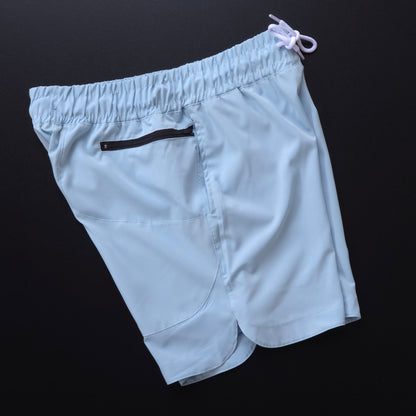 Short Elastano Zíper Lateral - Azul Bebê