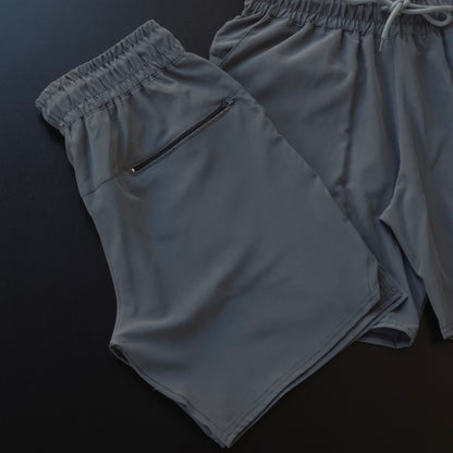 Short Elastano (Bolso Traseiro Com Zíper) - Cinza Chumbo – SE333