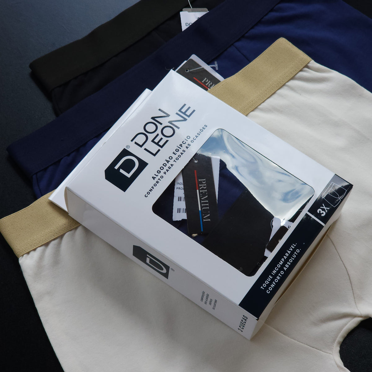 1 Grade com 12 Cuecas – Linha Premium – 3 Cores – Acompanha 4 Caixinhas Grátis – PR189