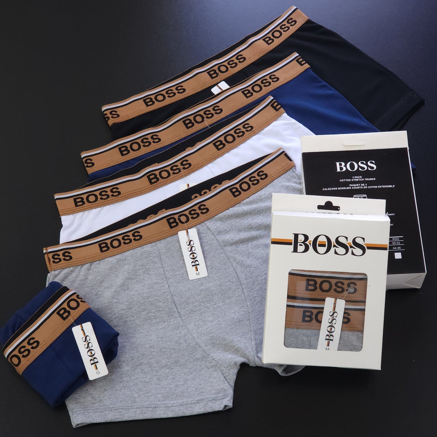 1 GRADE (12 CUECAS) LUXO 3 CORES - (4 CAIXINHAS GRÁTIS)