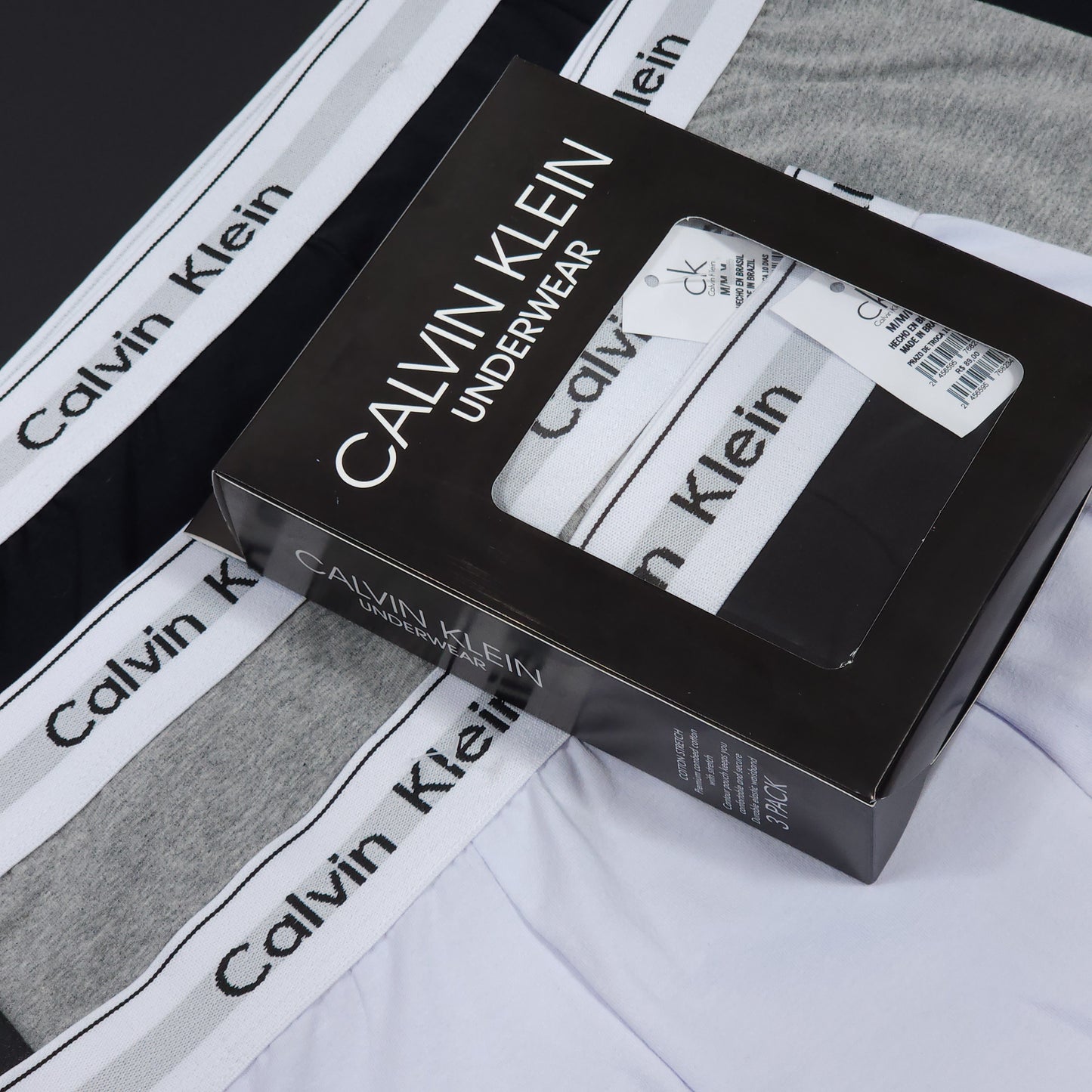 12 cuecas Linha Premium (1 grade) com 3 cores / Acompanha 4 caixinhas grátis