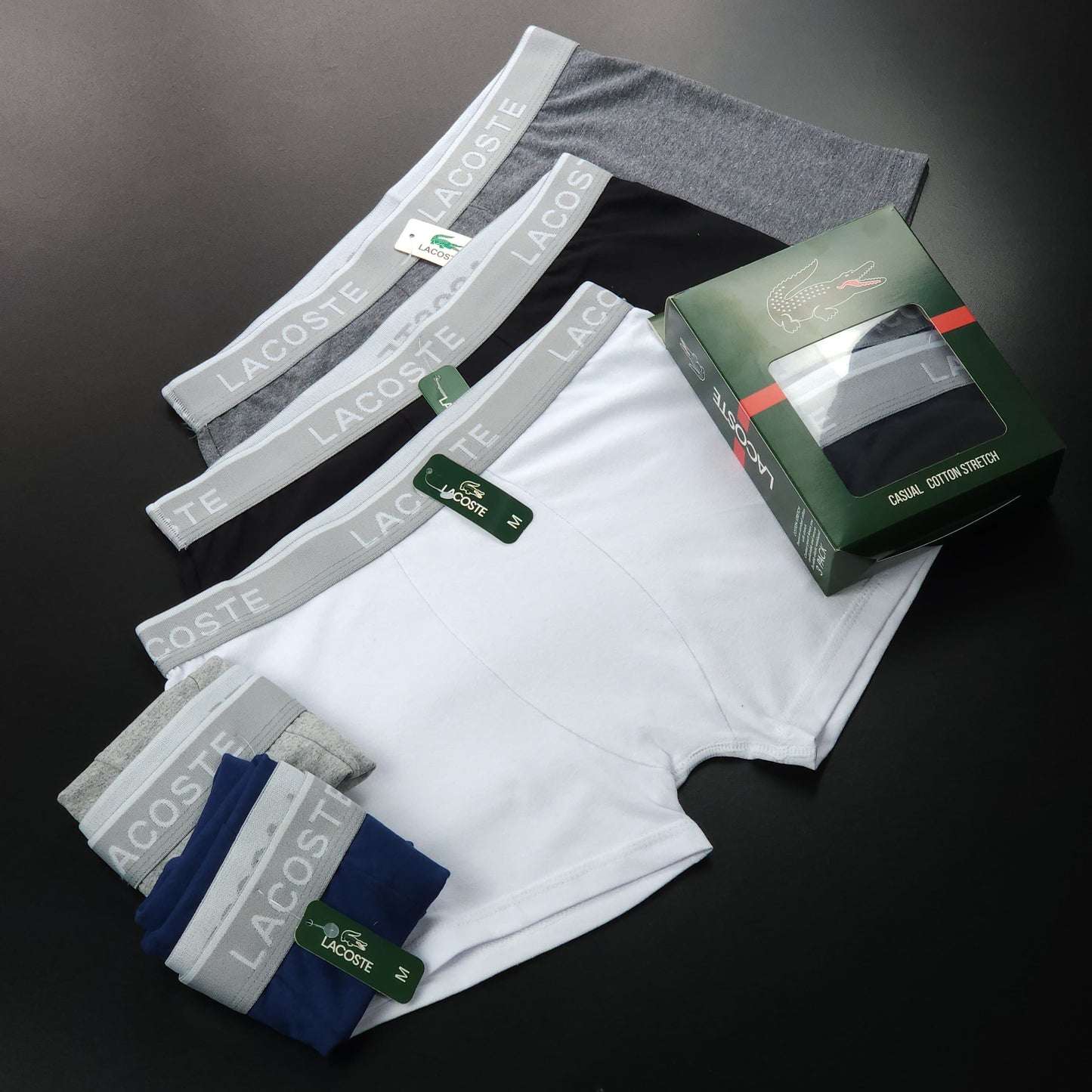 1 GRADE (12 CUECAS) LUXO 3 CORES - (4 CAIXINHAS GRÁTIS)