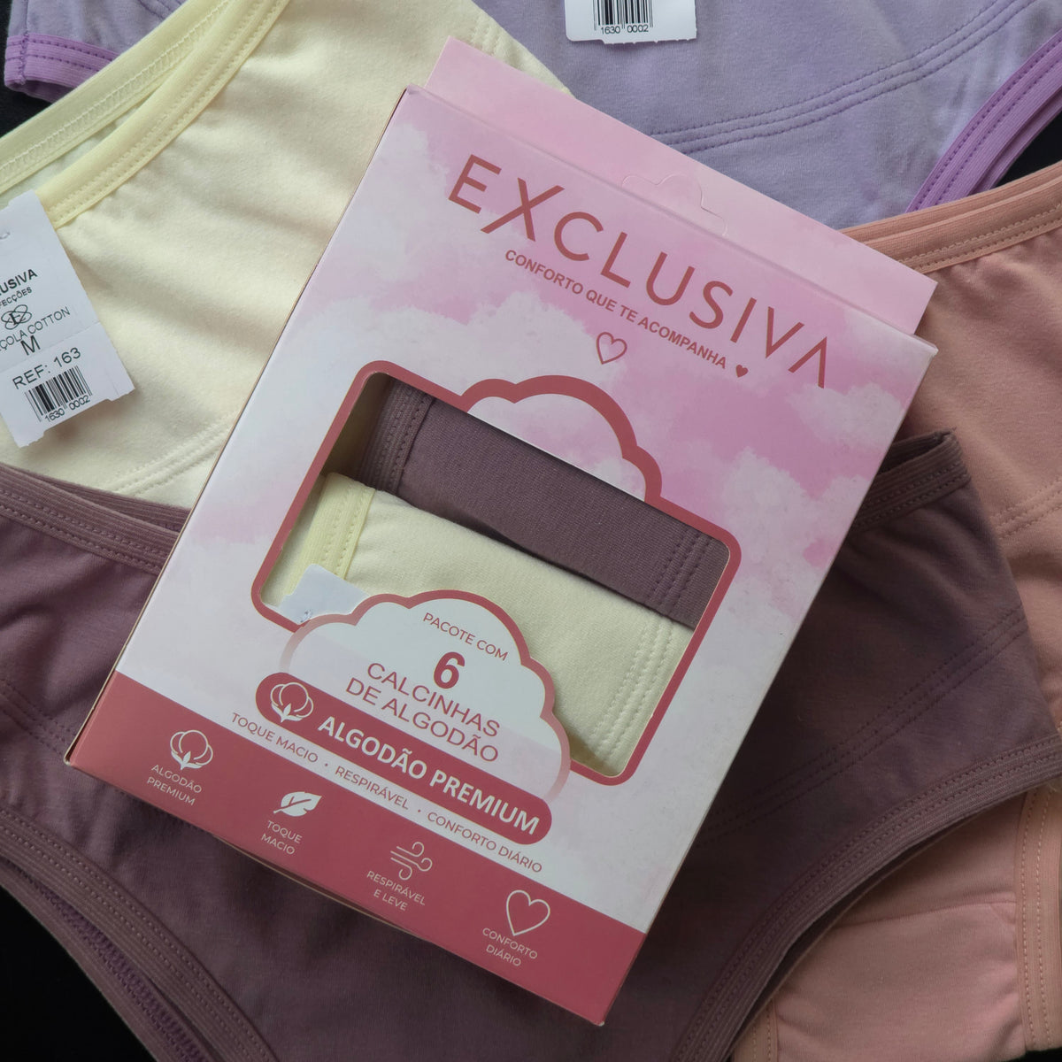 1 GRADE COM 24 CALÇOLAS DE ALGODÃO (CORES VARIADAS) + 4 CAIXINHAS PARA KIT DE 6