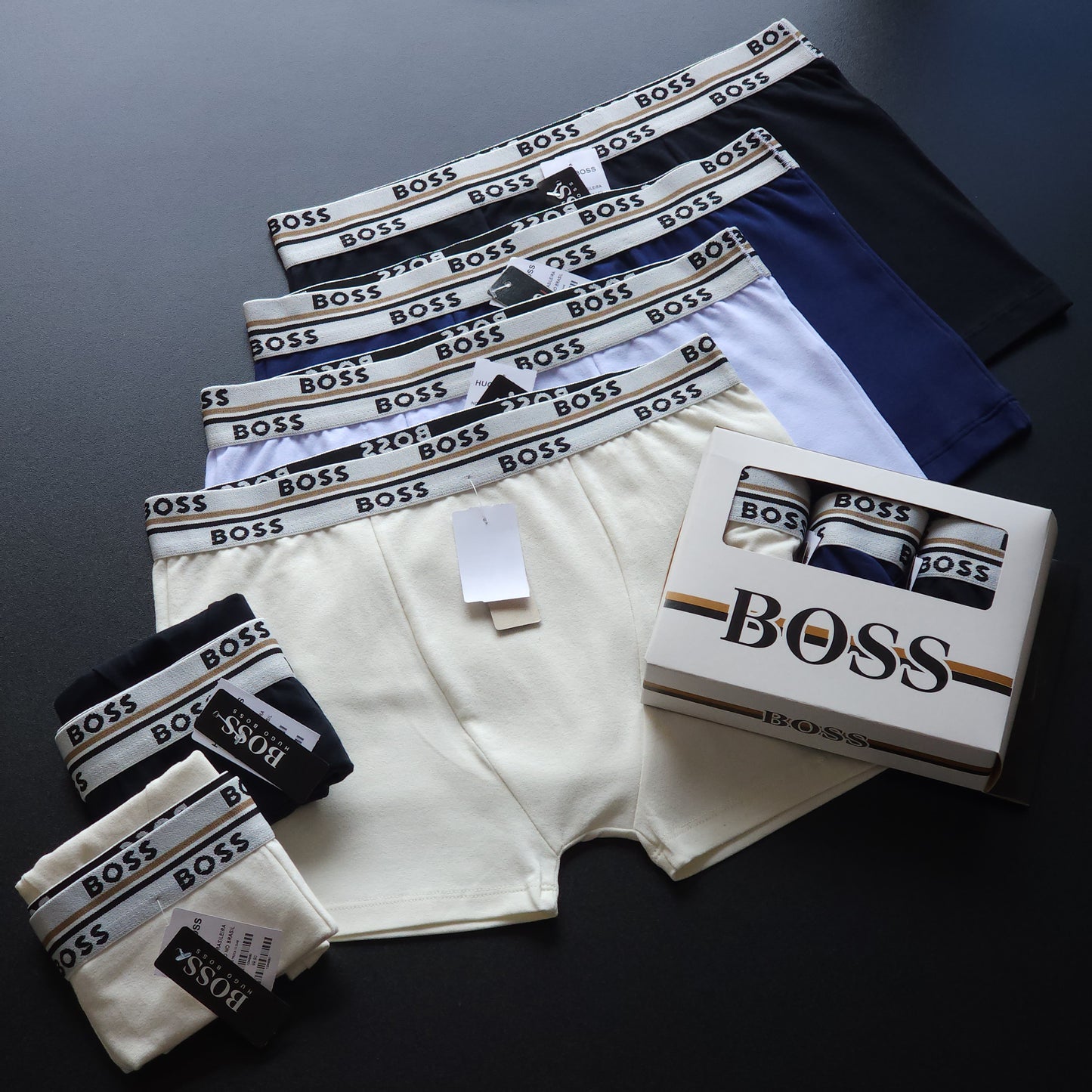 1 GRADE (12 CUECAS) LUXO 3 CORES - (4 CAIXINHAS GRÁTIS)