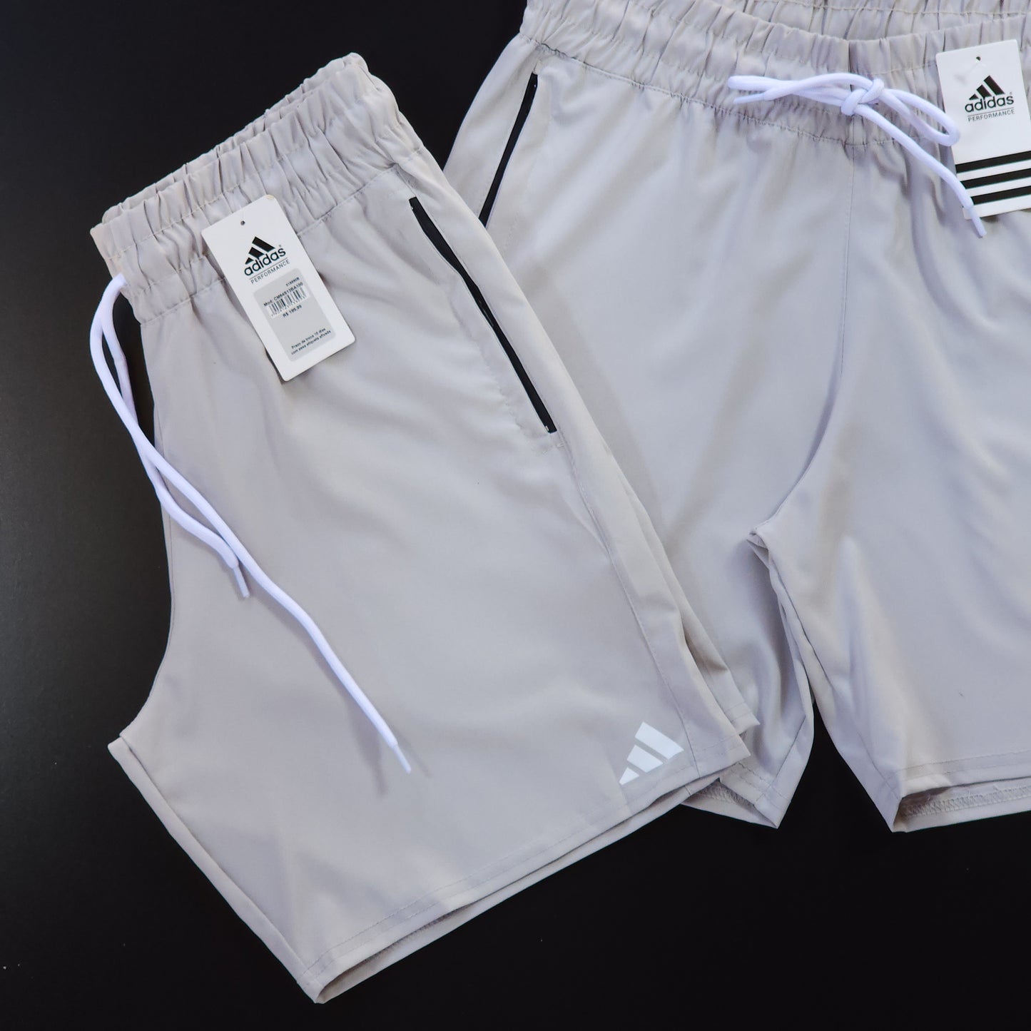 Short Elastano com Zíper - Cinza Claro