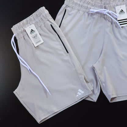 Short Elastano com Zíper - Cinza Claro