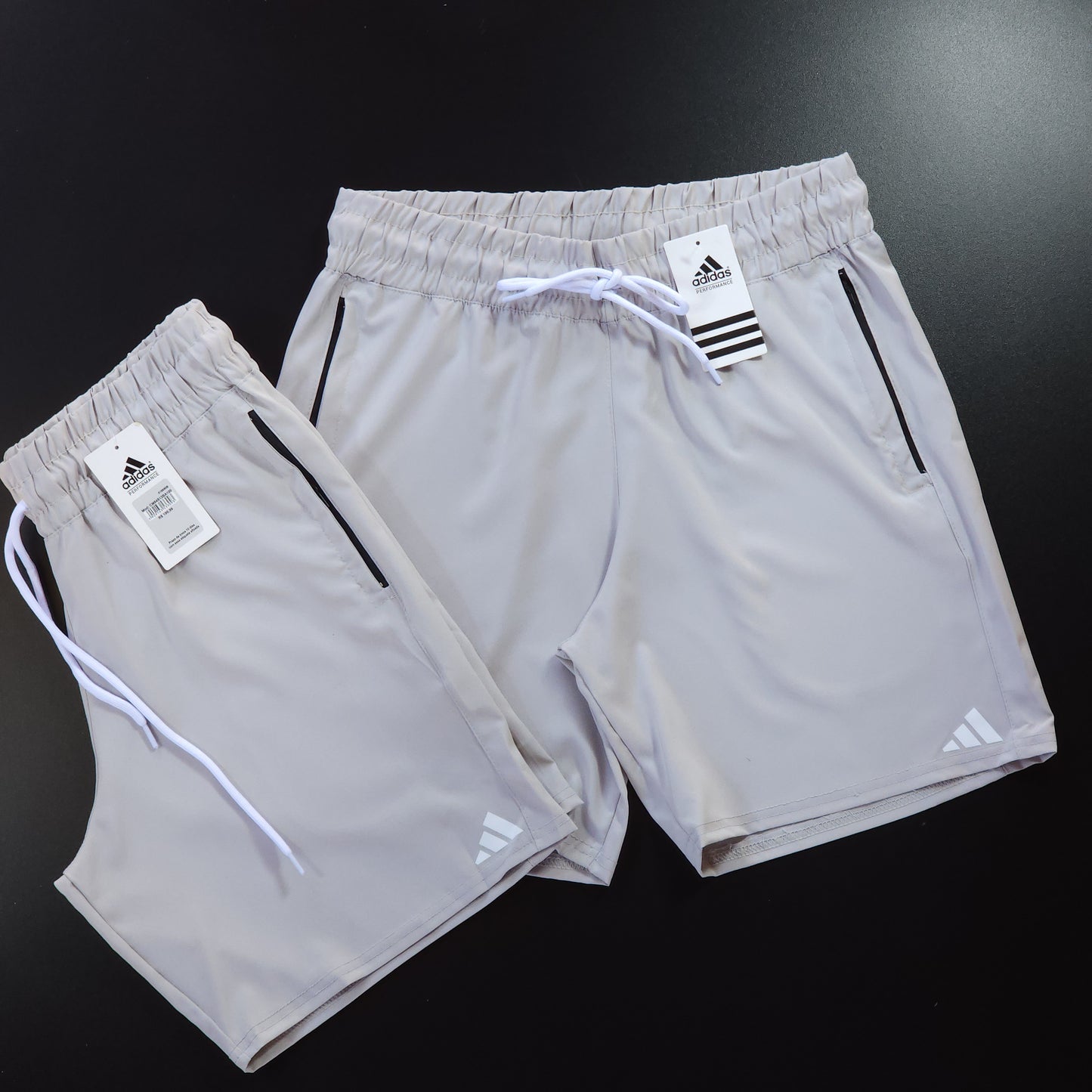 Short Elastano com Zíper - Cinza Claro